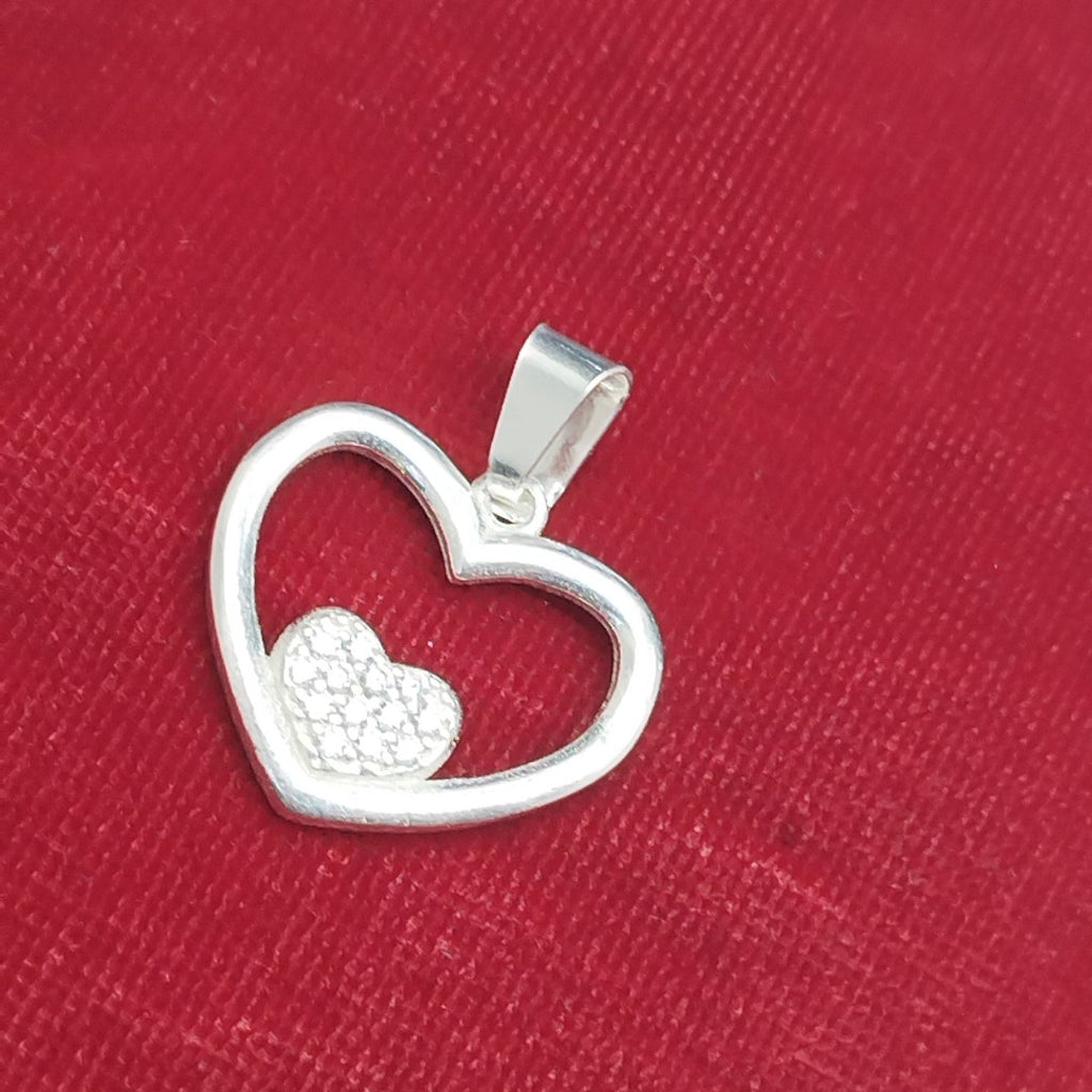 DIJE CORAZON C/CIRCONIAS PLATA .925 2.4 GR (NUEVO)