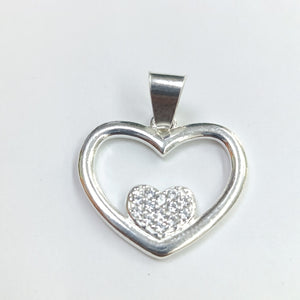 DIJE CORAZON C/CIRCONIAS PLATA .925 2.5 GR (NUEVO)