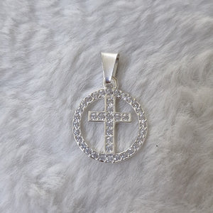 DIJE CRUZ C/CIRCONIAS PLATA .925 2.4 GR (NUEVO)
