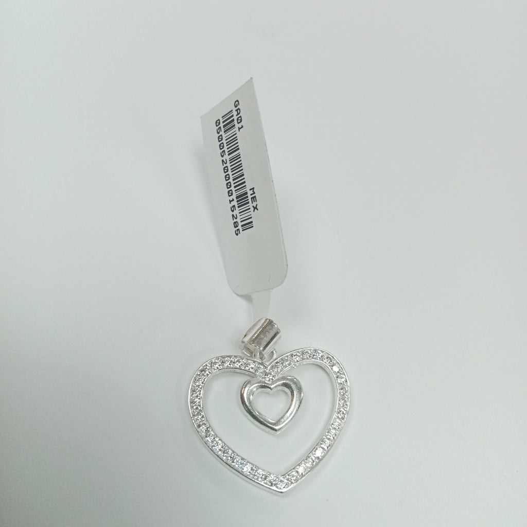 DIJE CORAZON C/CIRCONIAS PLATA .925 2.7 GR (NUEVO)