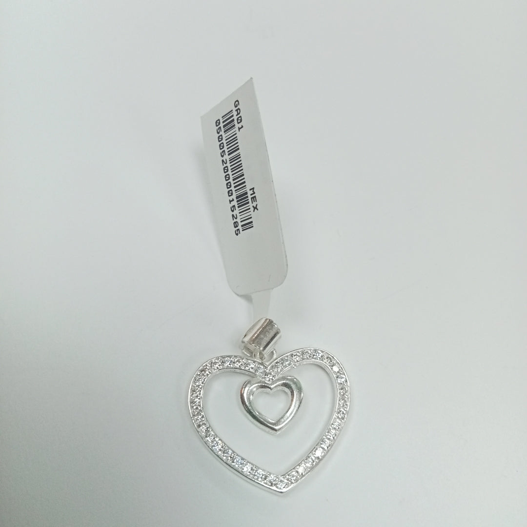 DIJE CORAZON C/CIRCONIAS PLATA .925 2.7 GR (NUEVO)