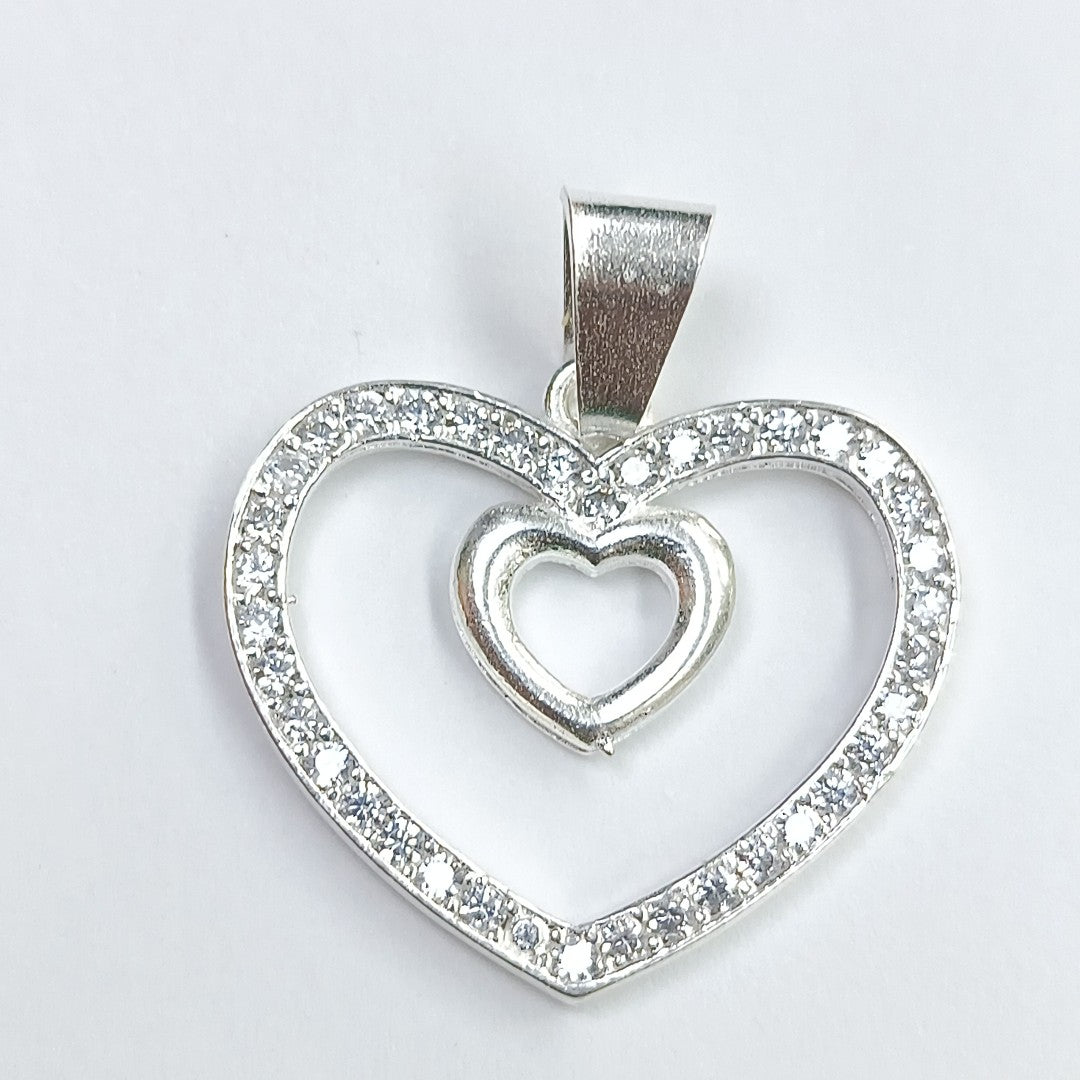 DIJE CORAZON C/CIRCONIAS PLATA .925 2.7 GR (NUEVO)
