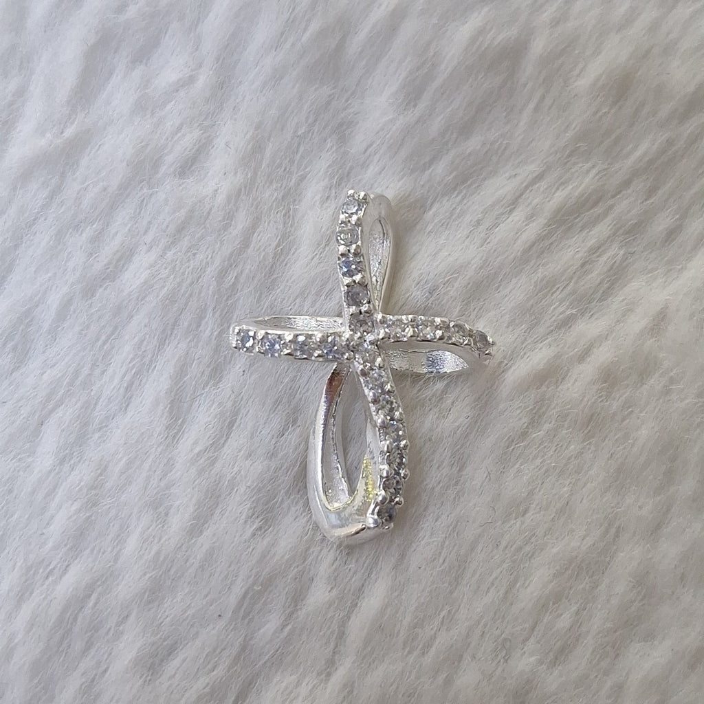 DIJE CRUZ C/CIRCONIAS PLATA .925 1.8 GR (NUEVO)