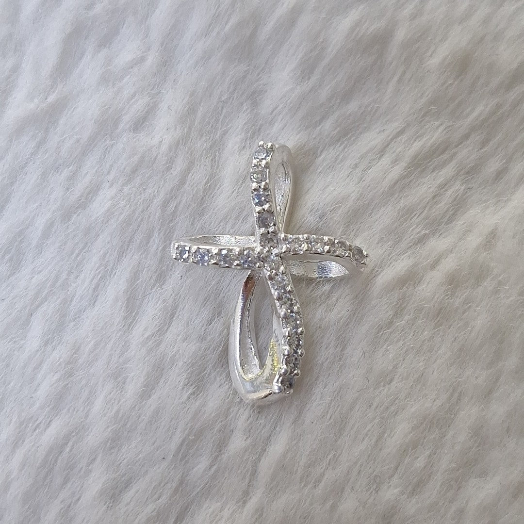 DIJE CRUZ C/CIRCONIAS PLATA .925 1.8 GR (NUEVO)