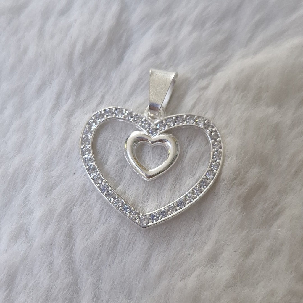 DIJE CORAZON C/CIRCONIAS PLATA .925 2.8 GR (NUEVO)