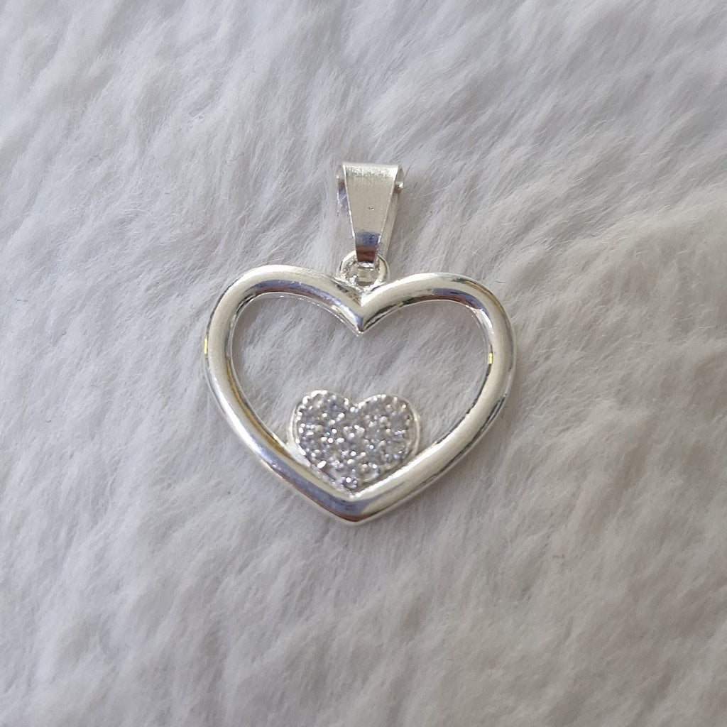 DIJE CORAZON C/CIRCONIAS PLATA .925 2.5 GR (NUEVO)