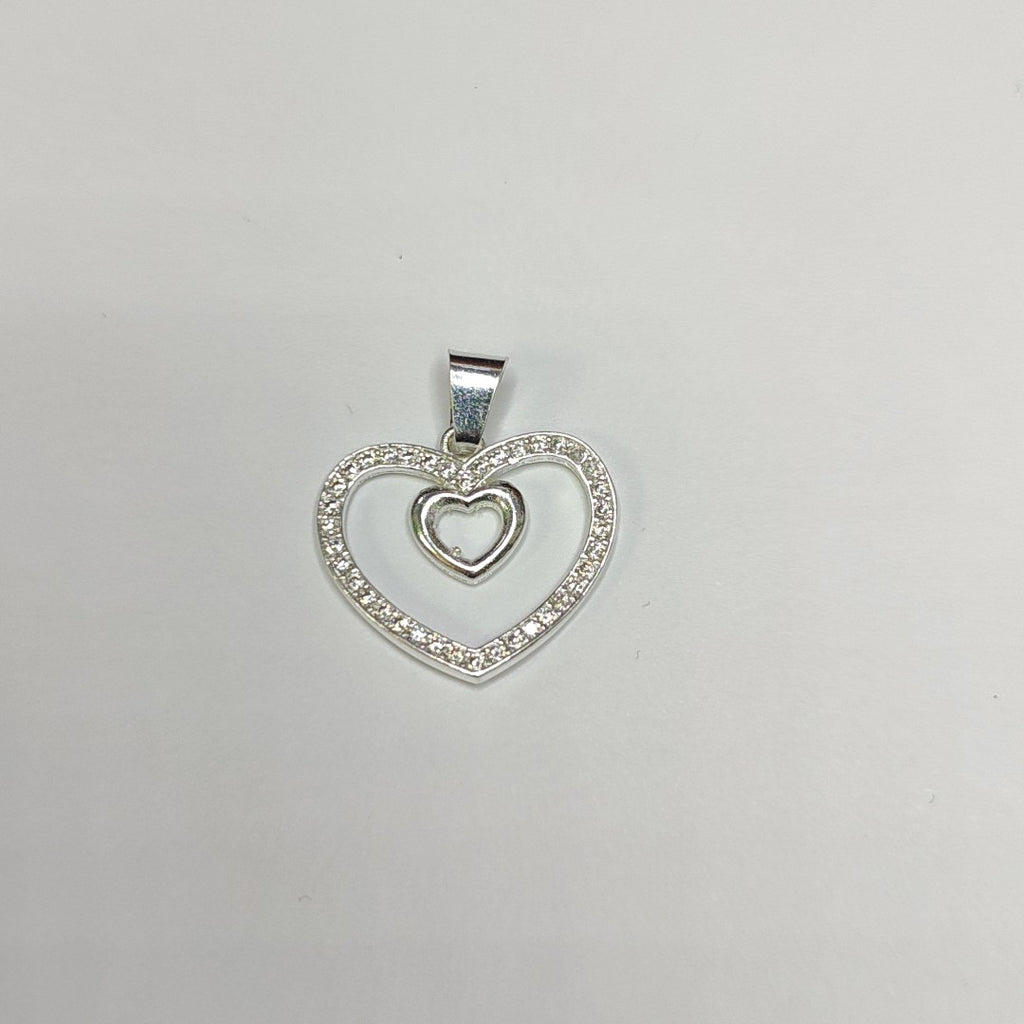 DIJE CORAZON C/CIRCONIAS PLATA .925 2.7 GR (NUEVO)