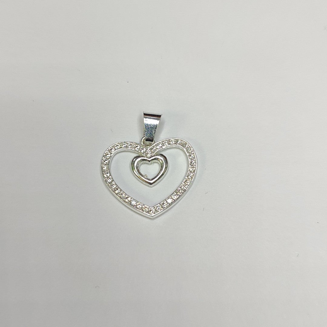 DIJE CORAZON C/CIRCONIAS PLATA .925 2.7 GR (NUEVO)