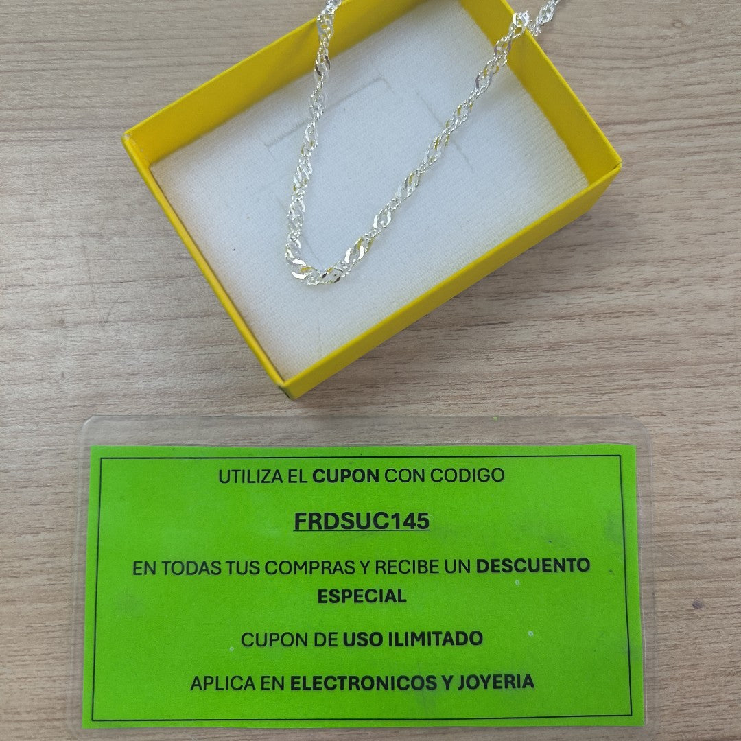 CADENA TEJIDO MEDIO TORZAL PLATA .925 55 CM 5.6 GR (NUEVO)