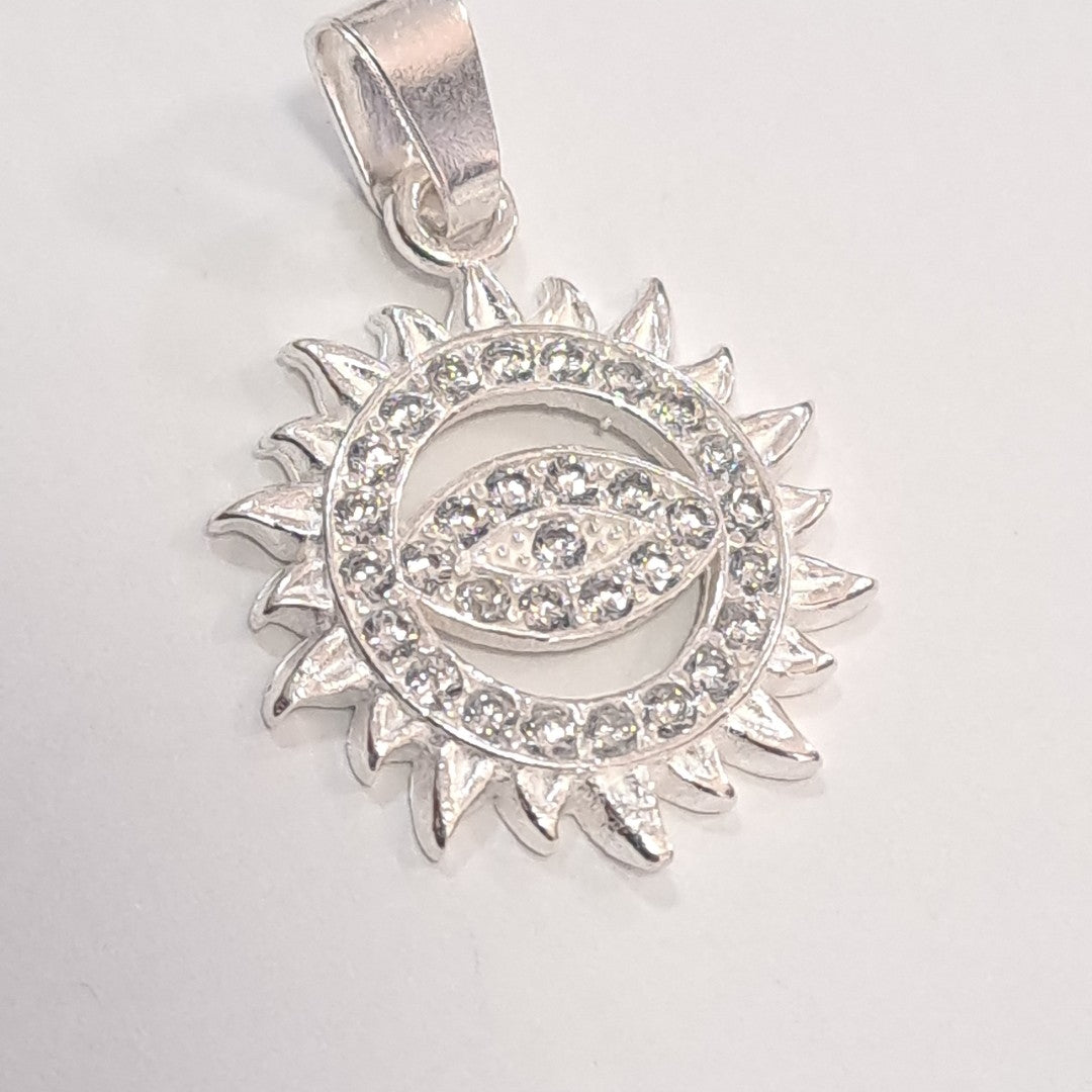 DIJE OJO MAGICO CON CIRCONIAS PLATA .925 2 GR (NUEVO)