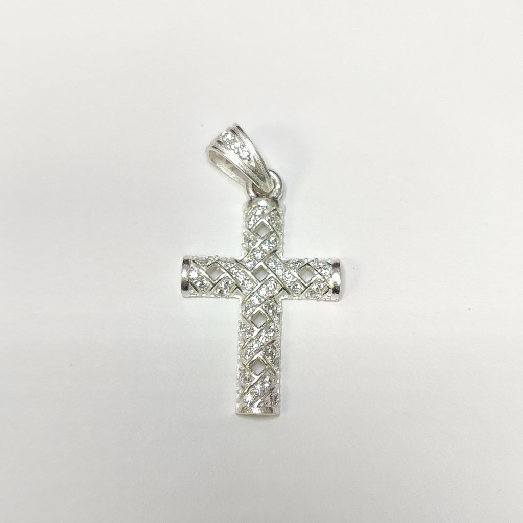 DIJE CRUZ C/CIRCONIAS PLATA .925 7.8 GR (NUEVO)