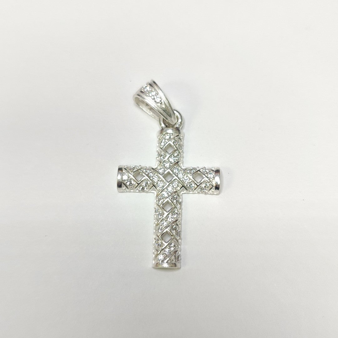 DIJE CRUZ C/CIRCONIAS PLATA .925 7.8 GR (NUEVO)