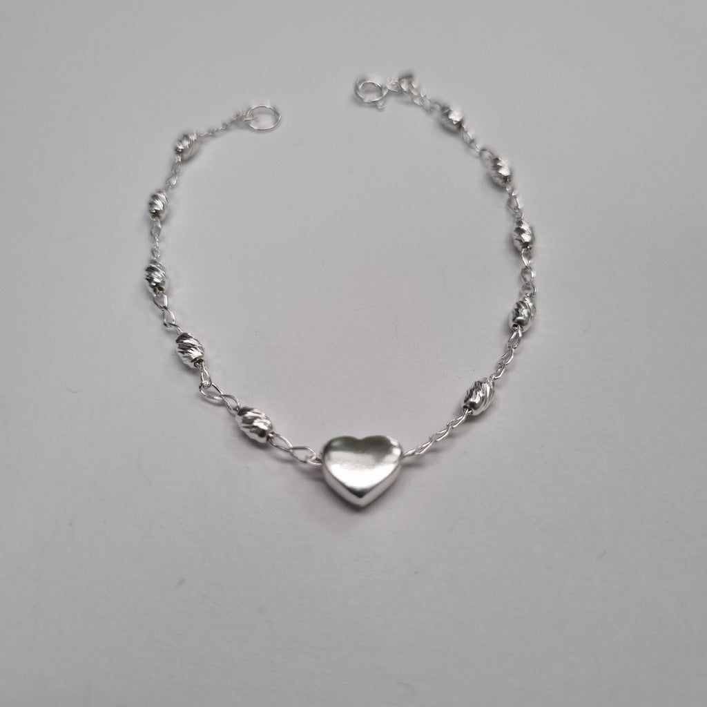 PULSERA TEJIDO CORAZON PLATA .925 18 CM 3.3 GR (NUEVO)