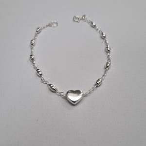 PULSERA TEJIDO CORAZON PLATA .925 18 CM 3.3 GR (NUEVO)