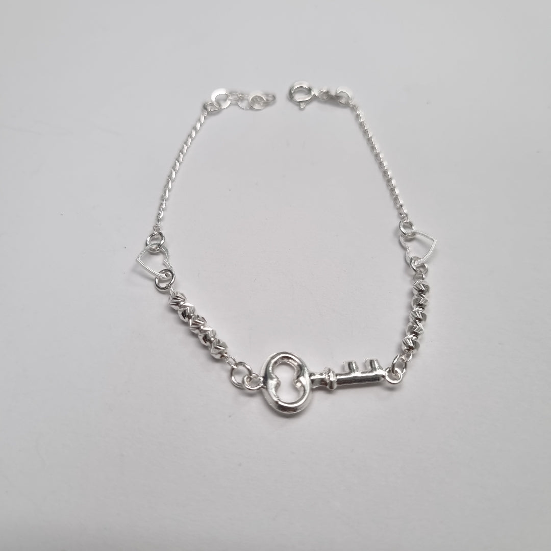 PULSERA TEJIDO LLAVE PLATA .925 18 CM 2.3 GR (NUEVO)