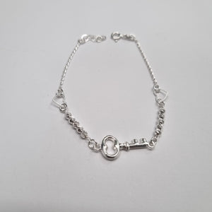 PULSERA TEJIDO LLAVE PLATA .925 18 CM 2.3 GR (NUEVO)