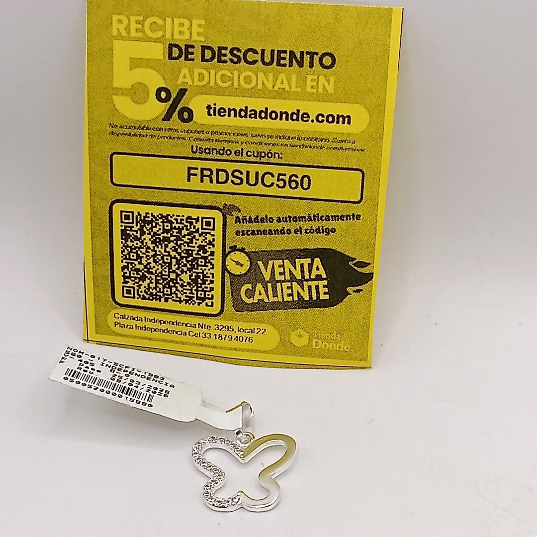 DIJE MARIPOSA C/CIRCONIAS PLATA .925 2.3 GR (NUEVO)