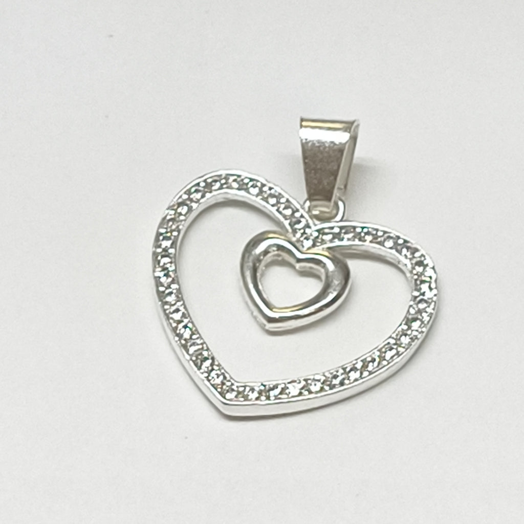 DIJE CORAZON C/CIRCONIAS PLATA .925 2.7 GR (NUEVO)