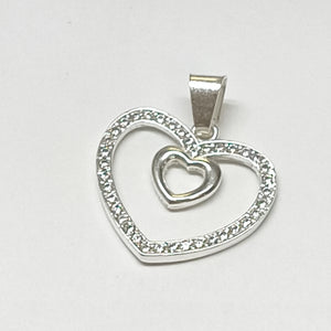 DIJE CORAZON C/CIRCONIAS PLATA .925 2.7 GR (NUEVO)