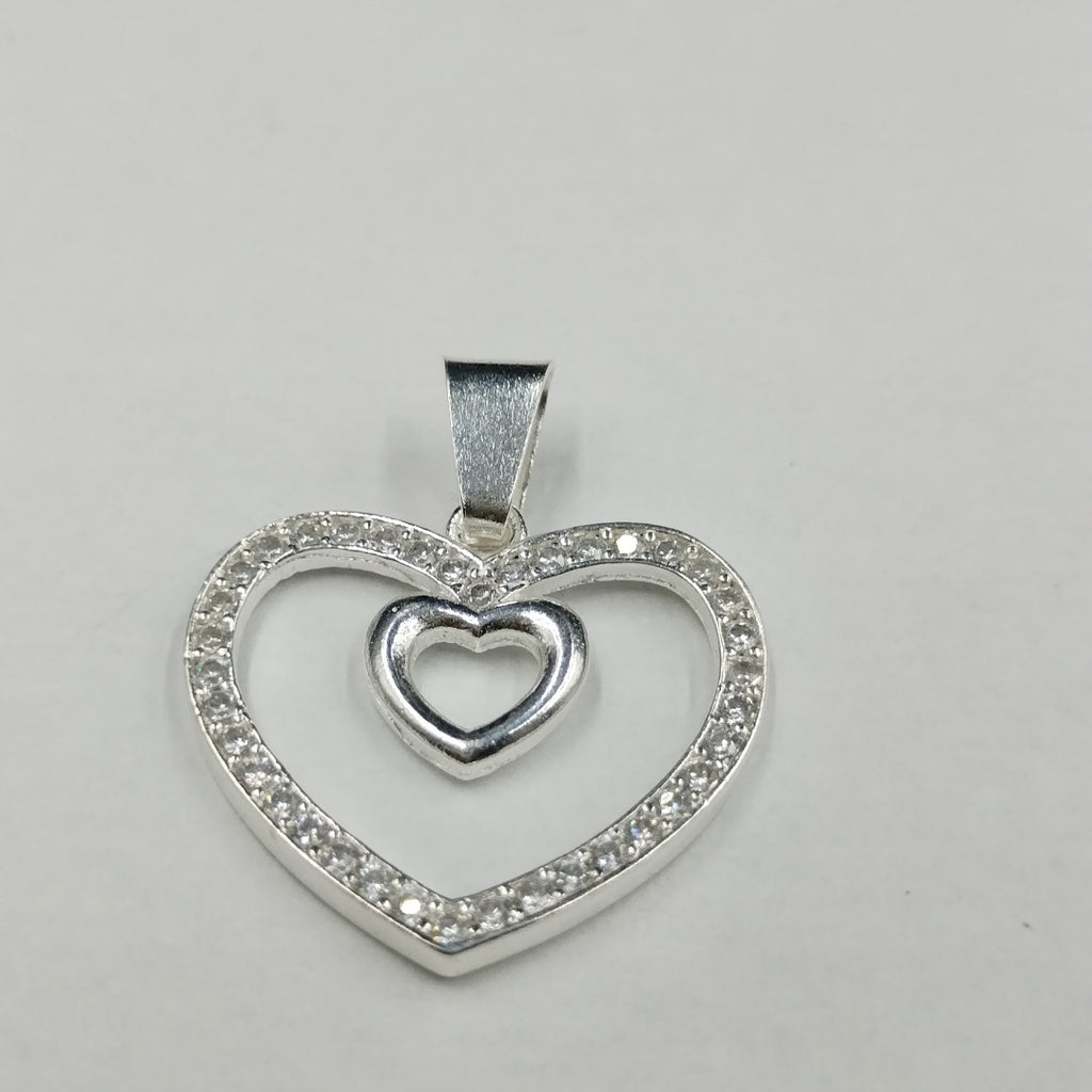 DIJE CORAZON C/CIRCONIAS PLATA .925 2.7 GR (NUEVO)