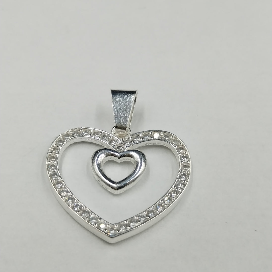 DIJE CORAZON C/CIRCONIAS PLATA .925 2.7 GR (NUEVO)