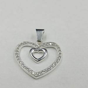 DIJE CORAZON C/CIRCONIAS PLATA .925 2.7 GR (NUEVO)