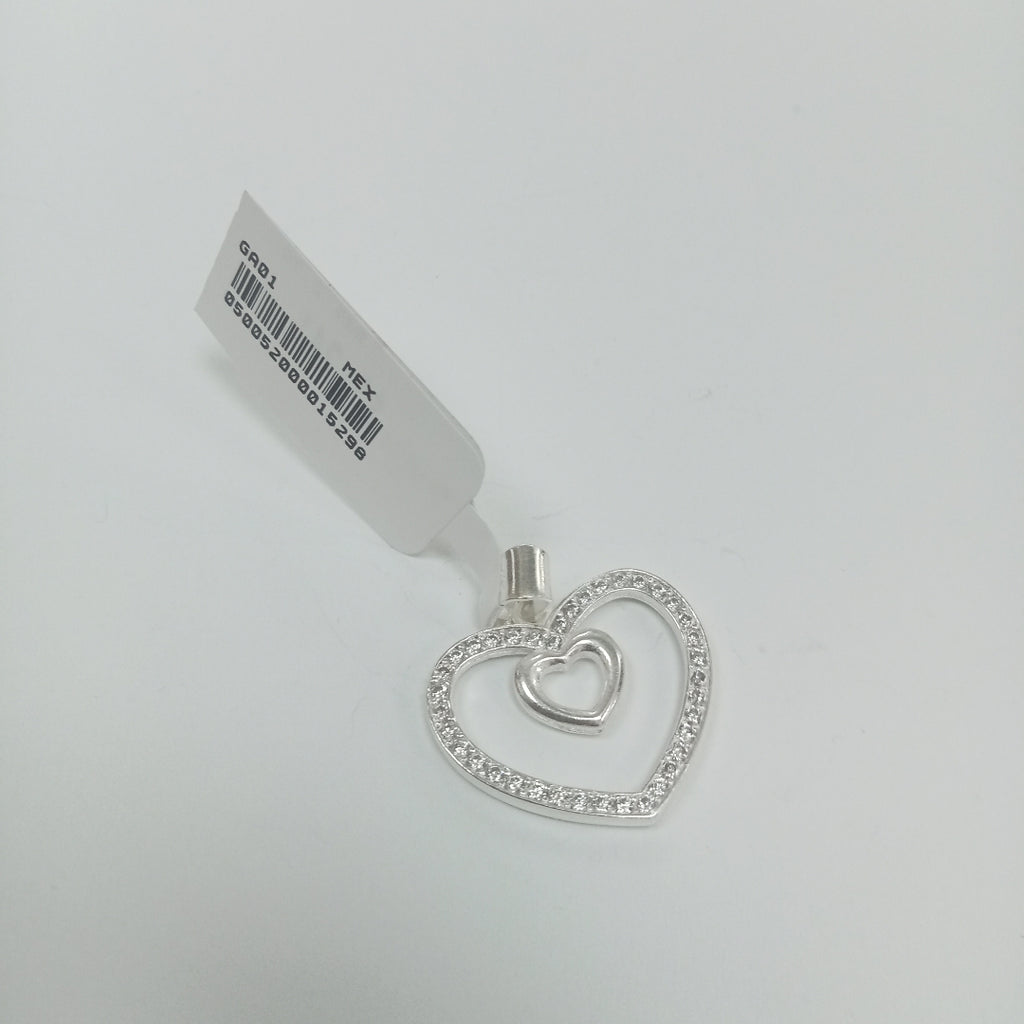 DIJE CORAZON C/CIRCONIAS PLATA .925 2.7 GR (NUEVO)