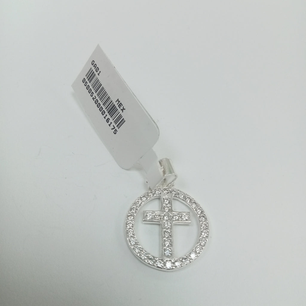 DIJE CRUZ C/CIRCONIAS PLATA .925 2.4 GR (NUEVO)
