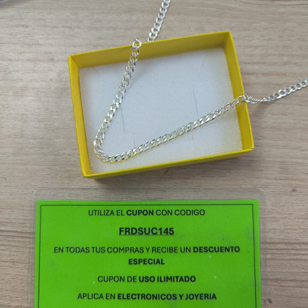 CADENA TEJIDO BARBADO PLATA .925 55 CM 12.9 GR (NUEVO)