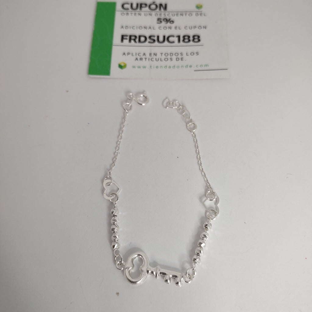 PULSERA TEJIDO LLAVE PLATA .925 18 CM 2.3 GR (NUEVO)