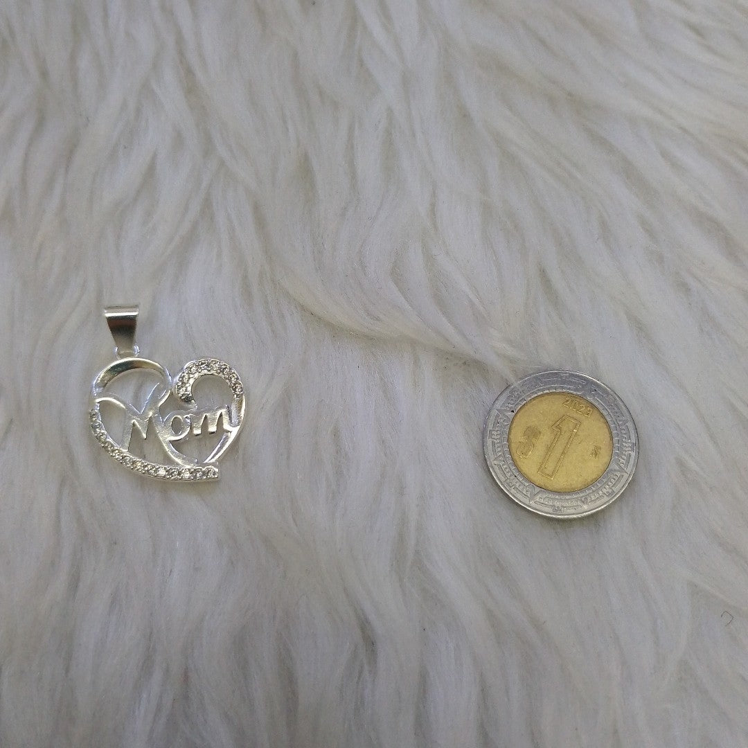 DIJE CORAZON C/CIRCONIAS PLATA .925 3.1 GR (NUEVO)