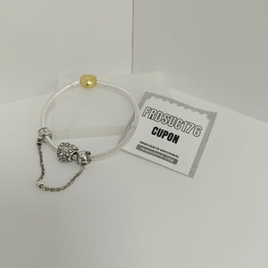 PULSERA TEJIDO ARTICULADA CON CHARMS PLATA .925 18 CM 20.8 GR (NUEVO)