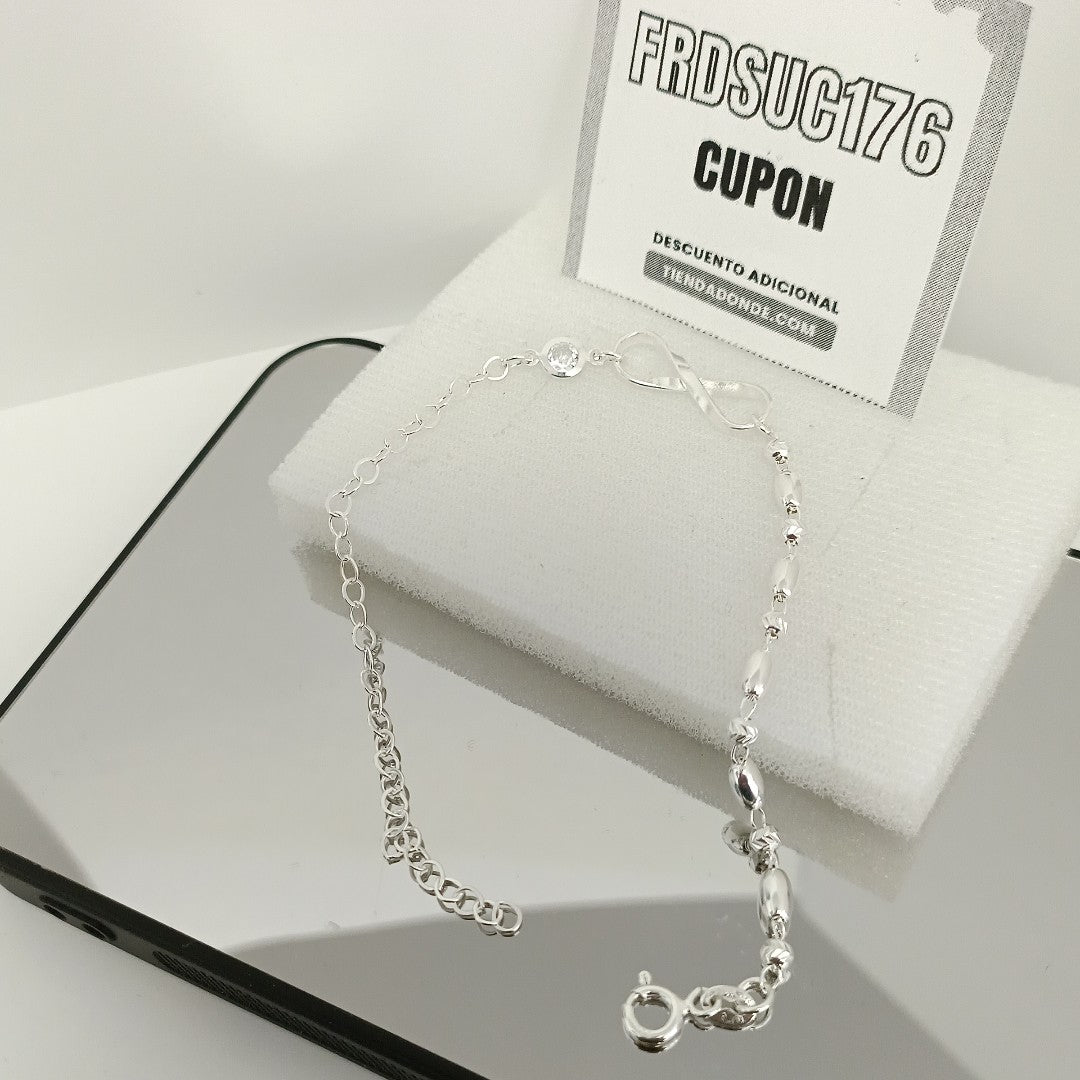 PULSERA TEJIDO ESPECIAL PLATA .925 18 CM 2.6 GR (NUEVO)
