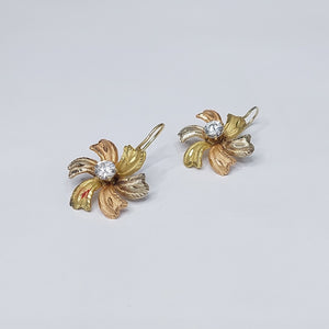 ARETES PAR ORO, ORO COMBINADO 14 K 3.9 GRMS (SEMINUEVO)