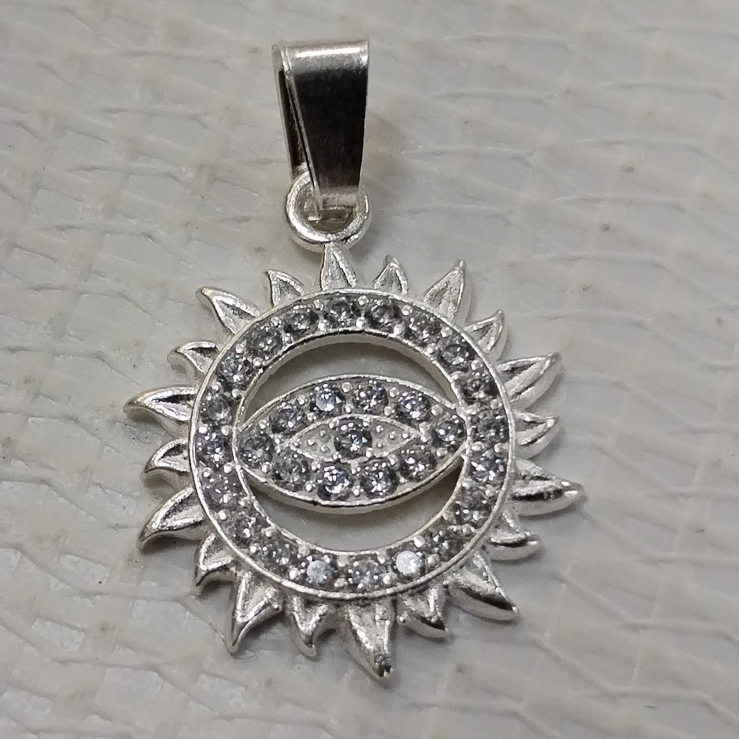 DIJE OJO MAGICO CON CIRCONIAS PLATA .925 2 GR (NUEVO)