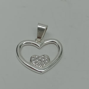 DIJE CORAZON C/CIRCONIAS PLATA .925 2.5 GR (NUEVO)