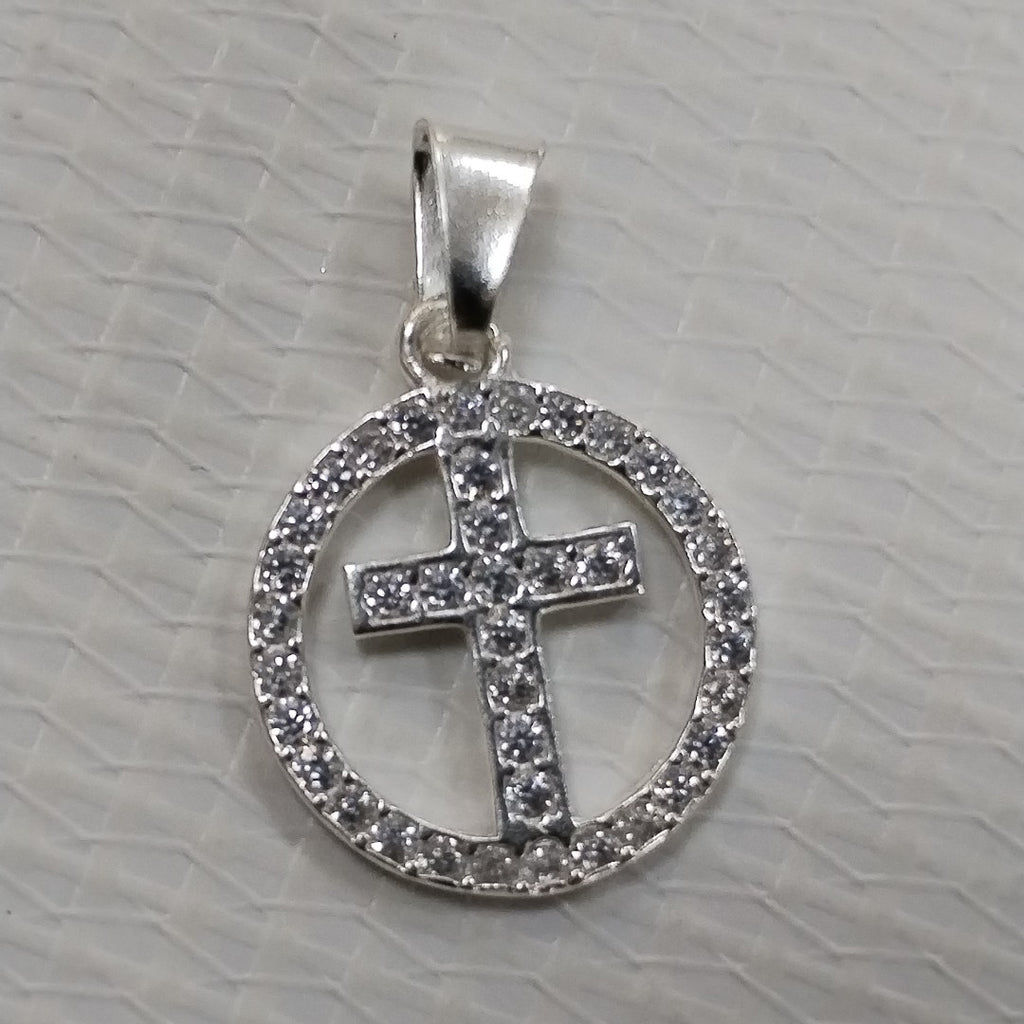 DIJE CRUZ C/CIRCONIAS PLATA .925 2.4 GR (NUEVO)
