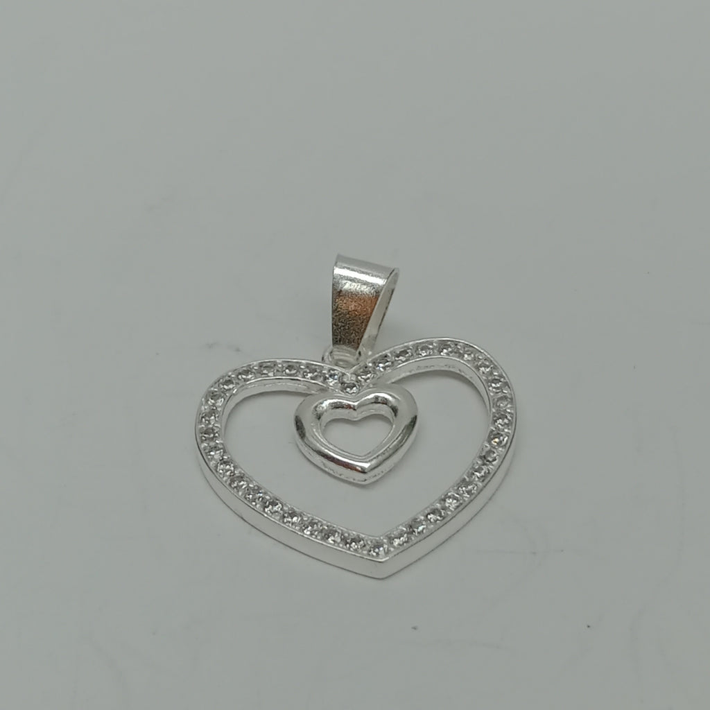 DIJE CORAZON C/CIRCONIAS PLATA .925 2.7 GR (NUEVO)
