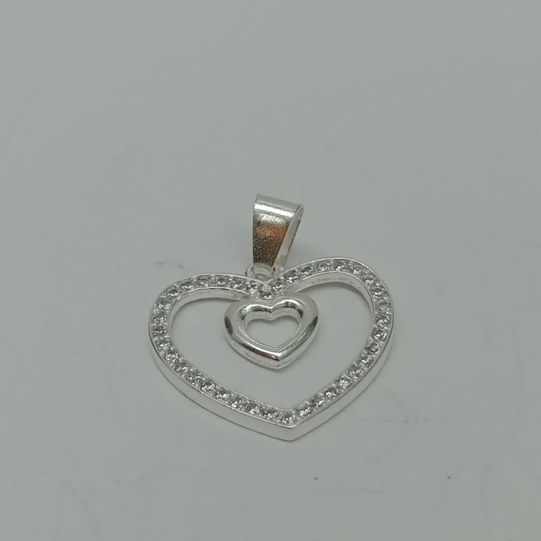 DIJE CORAZON C/CIRCONIAS PLATA .925 2.7 GR (NUEVO)