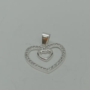DIJE CORAZON C/CIRCONIAS PLATA .925 2.7 GR (NUEVO)