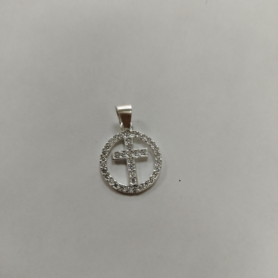 DIJE CRUZ C/CIRCONIAS PLATA .925 2.4 GR (NUEVO)