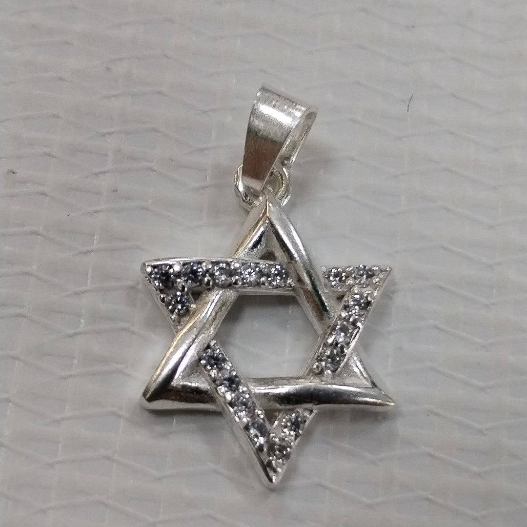 DIJE ESTRELLA DE DAVID C/CIRCONIAS PLATA .925 2.7 GR (NUEVO)
