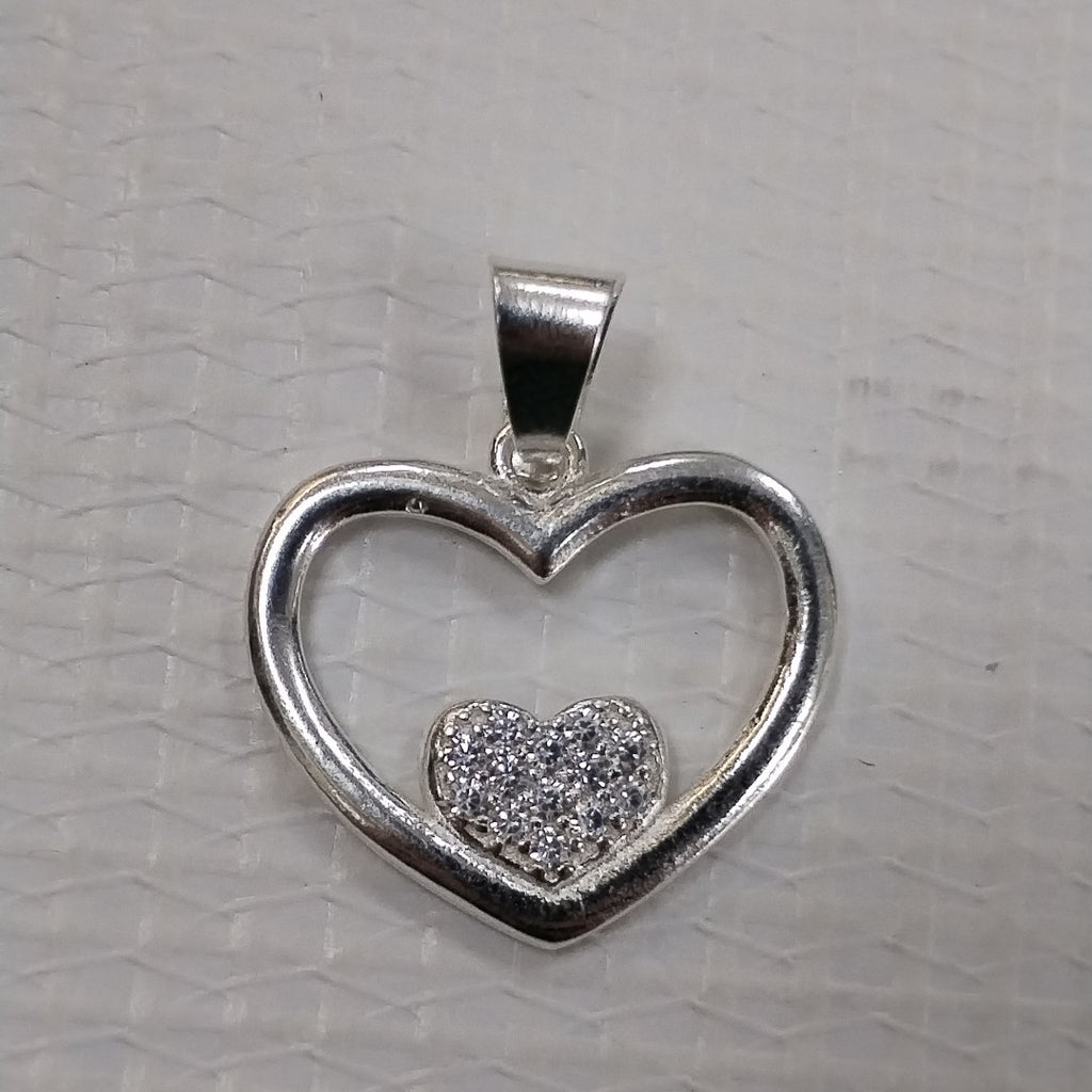 DIJE CORAZON C/CIRCONIAS PLATA .925 2.5 GR (NUEVO)