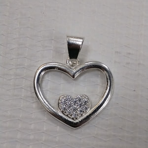 DIJE CORAZON C/CIRCONIAS PLATA .925 2.5 GR (NUEVO)