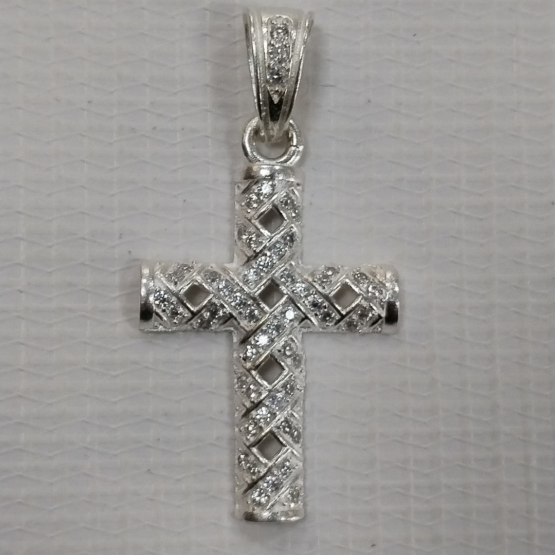 DIJE CRUZ C/CIRCONIAS PLATA .925 8 GR (NUEVO)