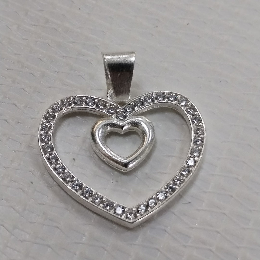 DIJE CORAZON C/CIRCONIAS PLATA .925 2.7 GR (NUEVO)
