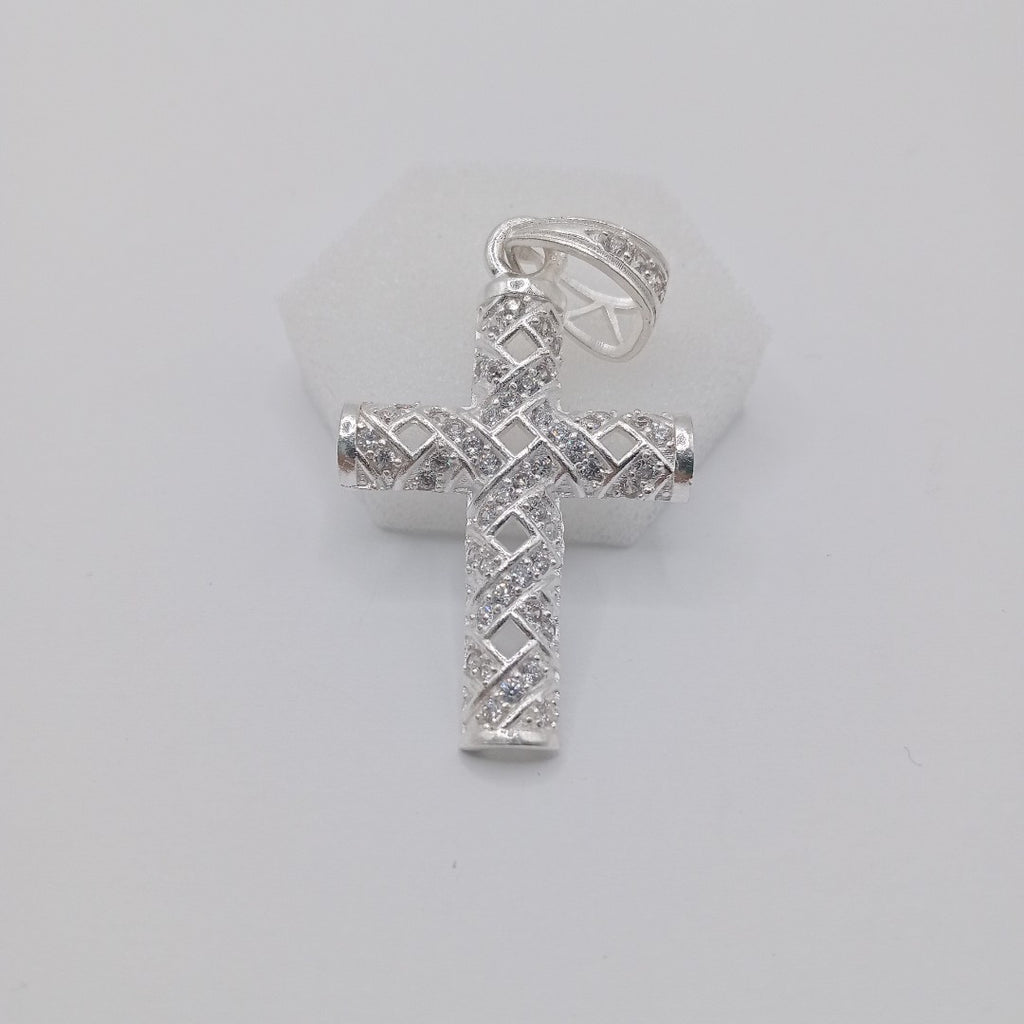 DIJE CRUZ C/CIRCONIAS PLATA .925 7.8 GR (NUEVO)