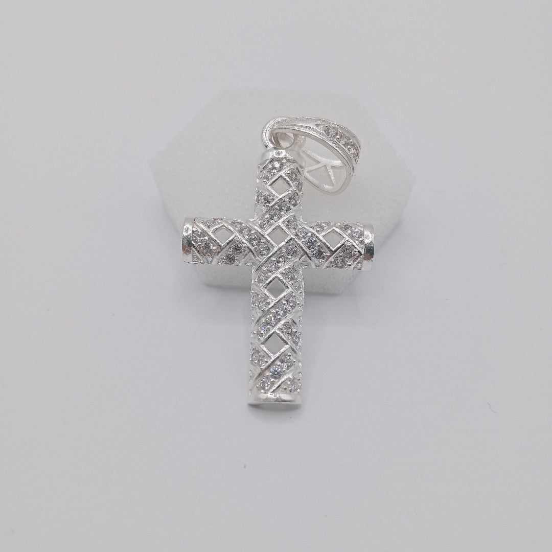 DIJE CRUZ C/CIRCONIAS PLATA .925 7.8 GR (NUEVO)
