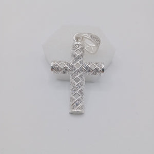DIJE CRUZ C/CIRCONIAS PLATA .925 7.8 GR (NUEVO)