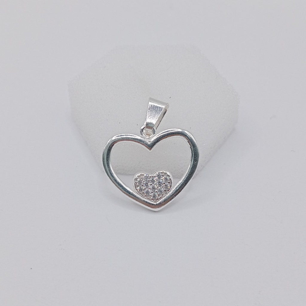 DIJE CORAZON C/CIRCONIAS PLATA .925 2.5 GR (NUEVO)